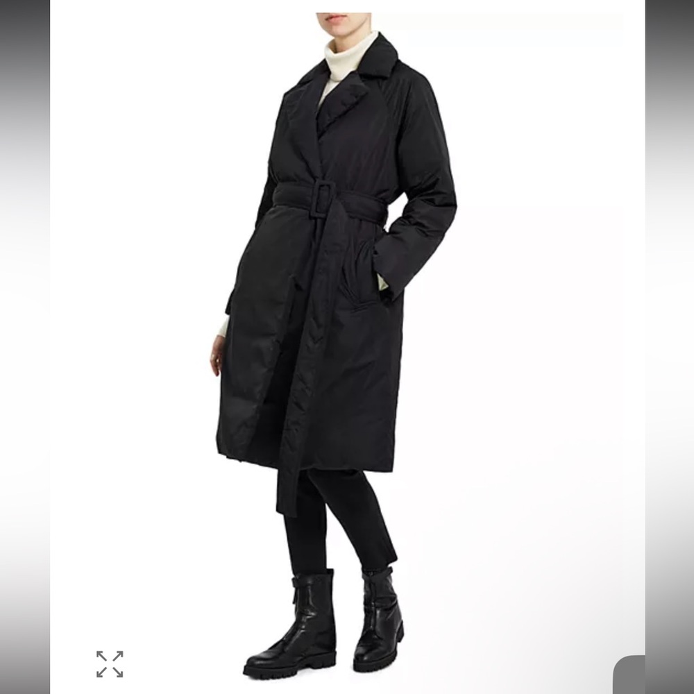 Theory Bright Green size P/S puffer trench coat with belt like new